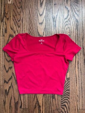 Hollister Women's Square Neck Crop Top — Bright Red